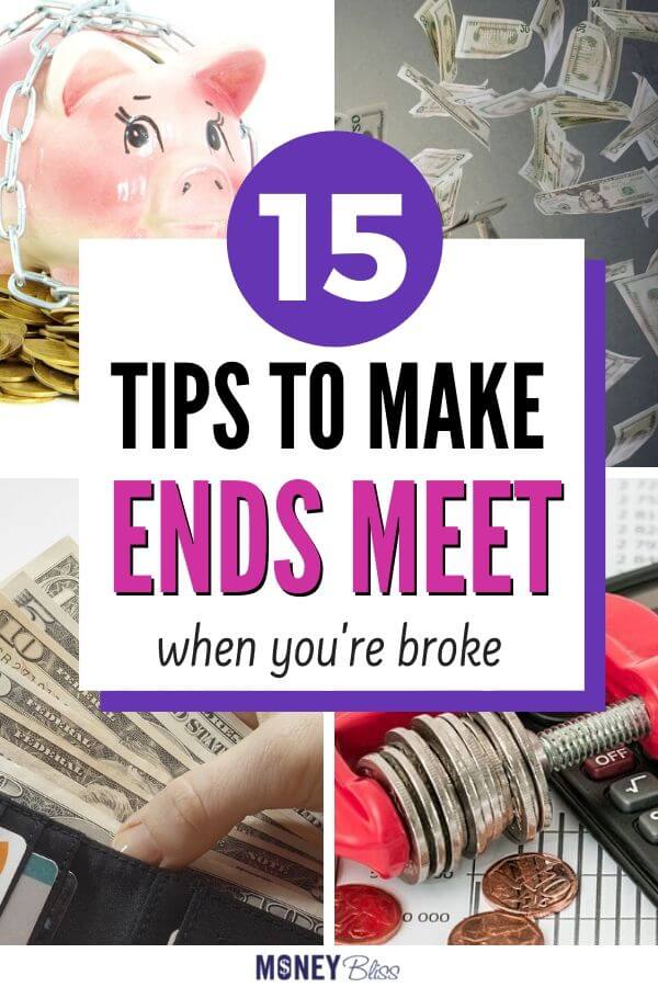 Learn how to make ends meet when you are broke. Get tips and tricks to use to improve your money situation. These ideas are great for families or singles or couples. Get your budget to work for you. Money Bliss