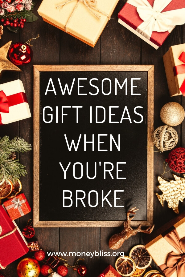 Find cool, cheap and free present ideas. Plenty of awesome gift ideas when you're broke. #money #christmas #moneybliss