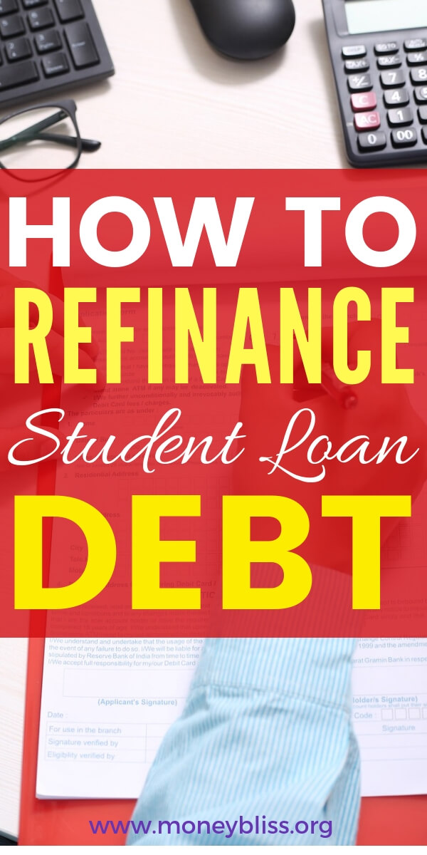 Understand how to refinance or consolidate student loan debt. Get the best tips for paying off debt and start a repayment plan now. Find lenders to refinance private and federal loans. #college #debt #moneybliss