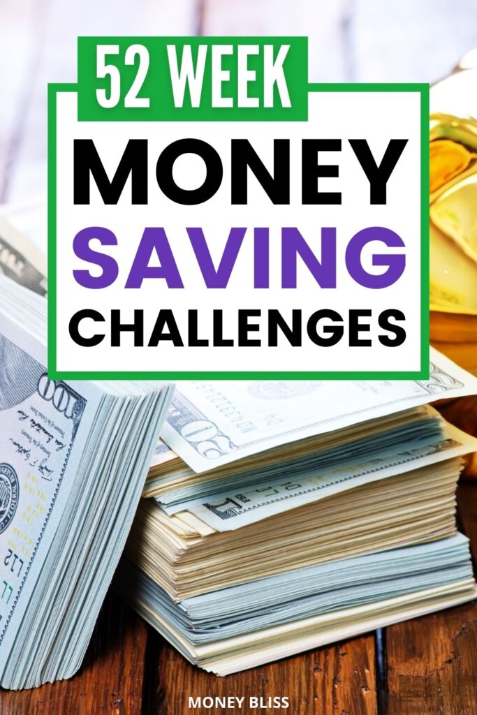 These are the best 52 money saving challenges from Money Bliss! You must read this post. This is your money journey! Pick from the different 52 Week Money Saving Challenge. Then, decide what one fits your personal finance situation the best! Learn how to save $1000, $1378, $2000, $2756, $5000 or $10000 with weekly deposits. Pick the perfect money saving challenge to reach financial freedom at your pace with jars or aggressive. Follow one of these easy money saving plans! Start saving money each week. Track your weekly progress with our free printables. Download now!