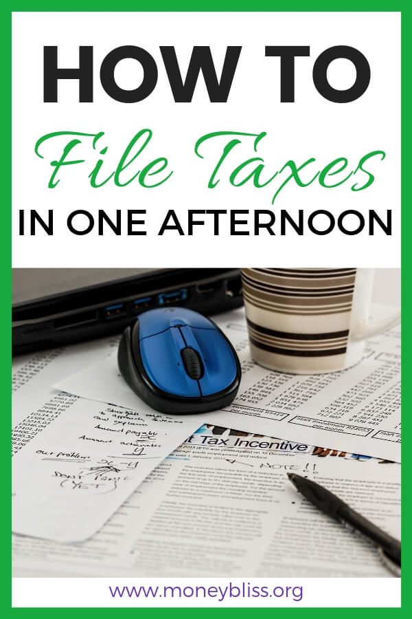 How to File Taxes online in one afternoon. Learn how to do tax returns yourself even if you are filing taxes for the first time. Use free income tax filing or compare options of TurboTax vs. HR Block for online tax prep and software. Free online tax filing. #taxes #moneybliss