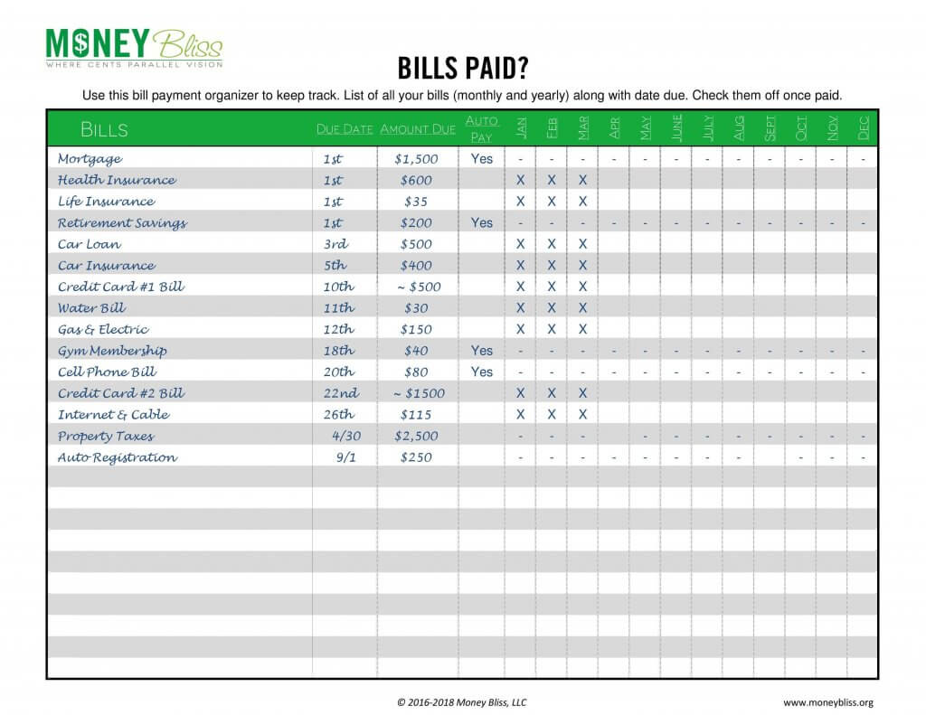 Bill Payment Organizer