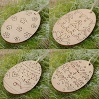 Wooden Easter Eggs Home Decorations Plain Unfinished Wood Craft for Home (4PCS)