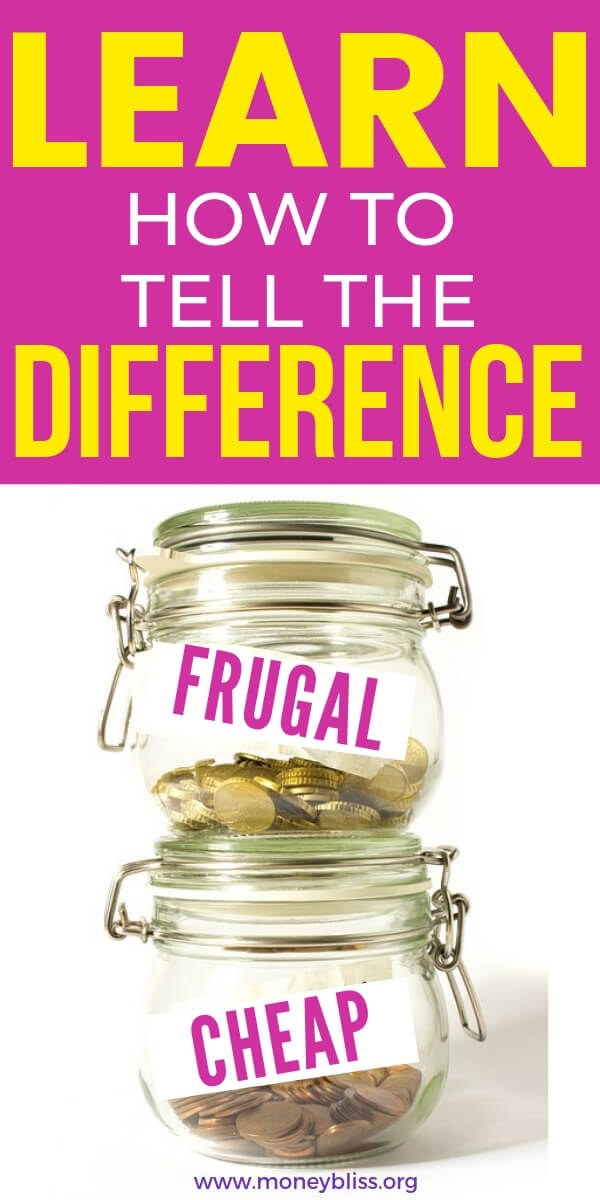 Frugal vs. Cheap. Find money saving tips to help you become more frugal and not cheap or stingy. Frugal living allows you to save money and not sacrifice.