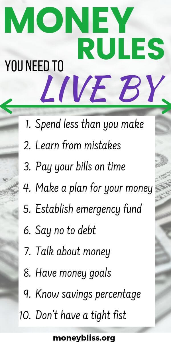 Money Rules you need to live by. Make these part of your personal finances. For beginners and pros. Use these tips to save money, pay off debt, and budget like a pro.