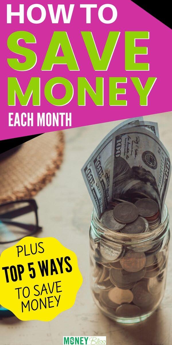 Learn how to save money each month. These are the top 5 saving money tips to make sure you can find success quickly. Pick one of the challenges to improve your budget. | Money Bliss