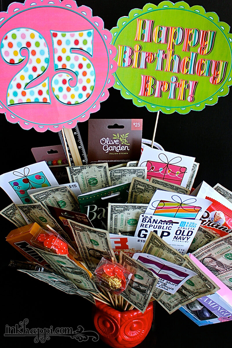 Birthday Gift Basket Idea with Free Printables