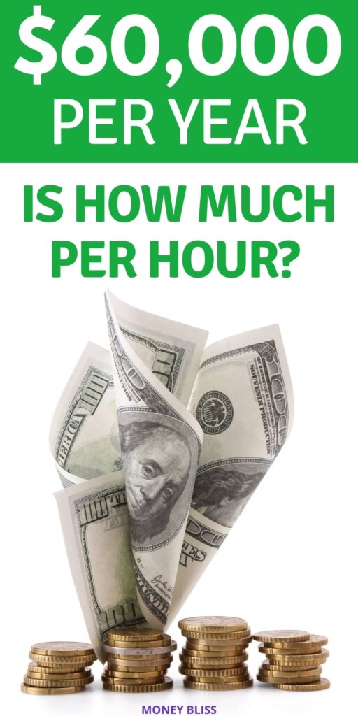 $60,000 a year is how much an hour? Learn how much your 60k salary is hourly. Plus find a 60000 salary budget to live the lifestyle you want. Find out how much you make hourly, daily, weekly, biweekly and monthly. This post from Money Bliss covers single person as well as a family. Is $60k a good salary? Click here and find out.