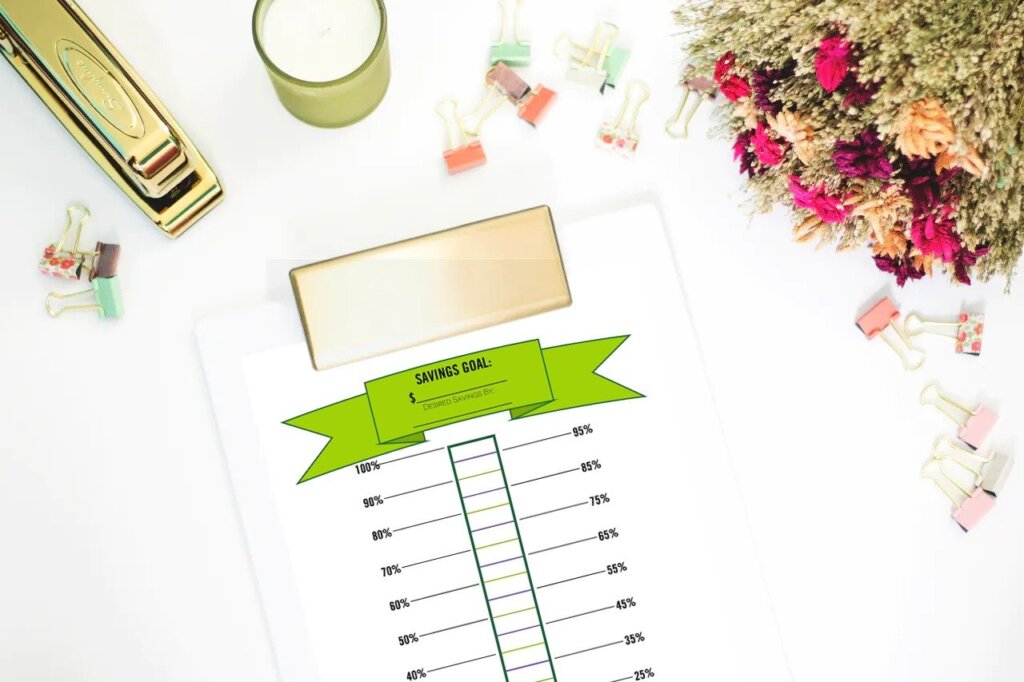 Picture one of the Money Bliss saving money chart printable.