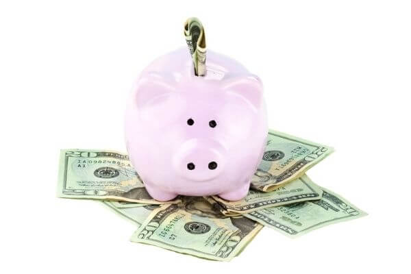 Picture of a pig and cash for the steps on how do you save money.