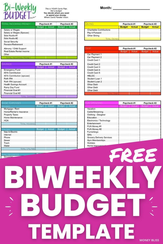 Biweekly Budget Template: How To Create A Biweekly Budget Money Bliss