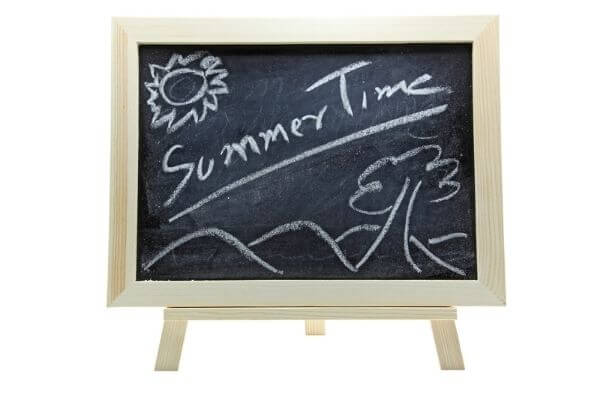 Picture of an easel with the words on summer time.