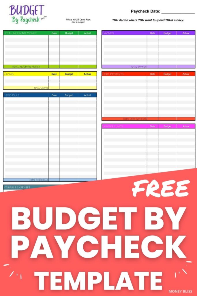 Learn how to budget by paycheck and save money. A budget by paycheck printable will help you get more money from your paycheck. Download your free PDF template now.