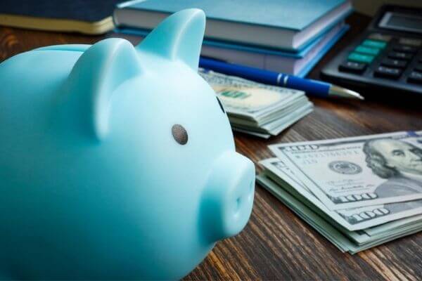 Picture of a savings pig and cash.