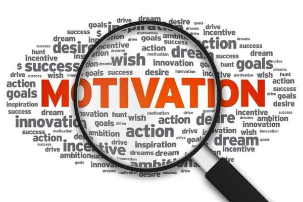 Picture of a magnifying glass over the word motivation along with more motivating words for motivation millionaire quotes.