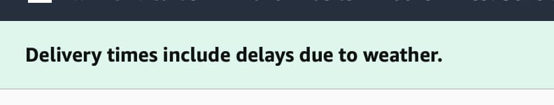 Screenshot when Amazon has delays due to weather.