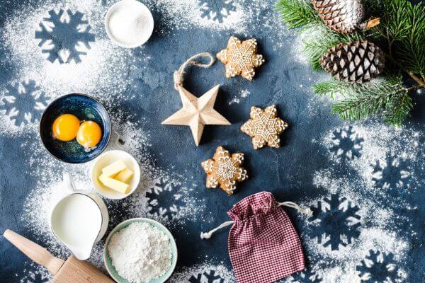 Picture of Christmas baking supplies.