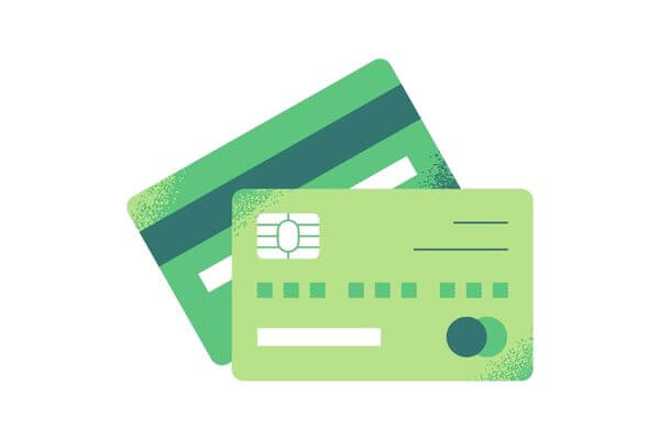 Graphic of plastic credit cards.