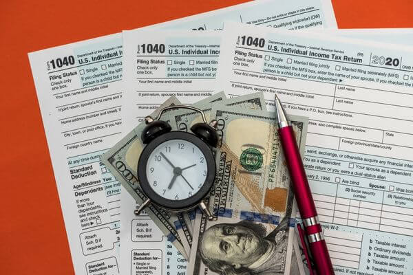 Picture of tax forms for how to file taxes with no income.