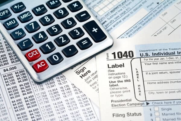 Picture os a calculator and tax form 1040 for how do I file taxes with social security disability income.