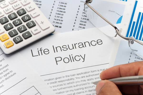 Picture of a life insurance policy showing a person's current life insurance policy and how much money is currently insured