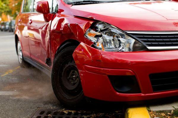 Picture of a car after a fender bender.