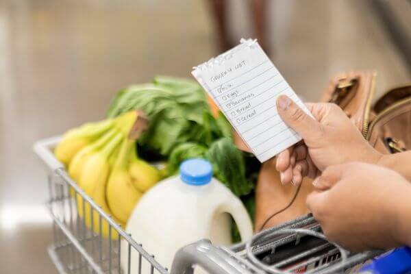 Picture of a shopping cart and list.