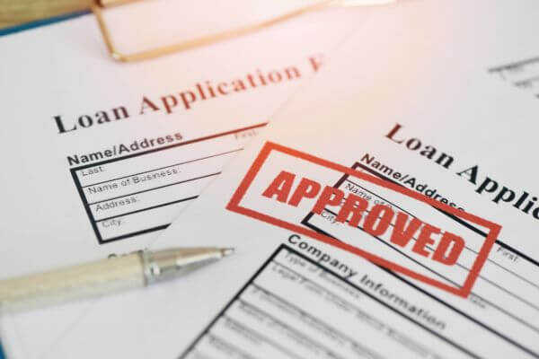 Picture of loan application that says approved