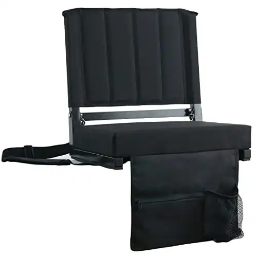 SPORT BEATS Stadium Seat for Bleachers with Back Support and Wide Padded Cushion Stadium Chair - Includes Shoulder Strap and Cup Holder
