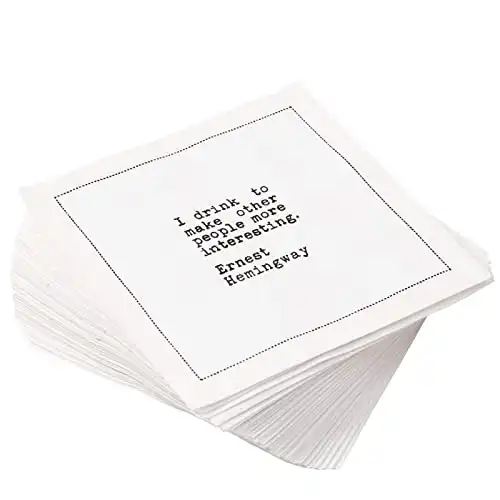Five Star Napkins Bar Quotes, White Cotton Cocktail Napkins, Beverage Napkins, Bar Napkins, Cloth Napkins, Party Napkins, Events, Holidays, Weddings, Birthdays, Disposable, 4.5" x 4.5"- (50x...
