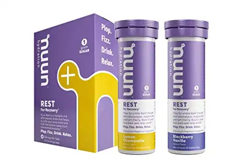 Nuun Rest: Rest and Recovery Drink Tablets, Magnesium Citrate, Tart Cherry, Electrolytes - Lemon Chamomile + Blackberry Vanilla - 10 Count (Pack of 2)