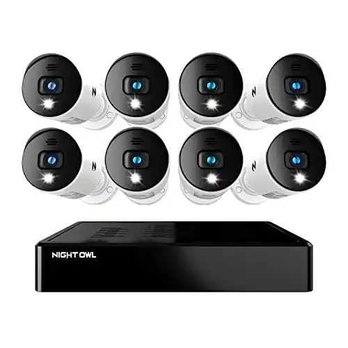 Night Owl 8 Channel Bluetooth Video Home Security Camera System with (8) Wired 1080p HD Indoor/Outdoor Spotlight Cameras with Audio and 1TB Hard Drive