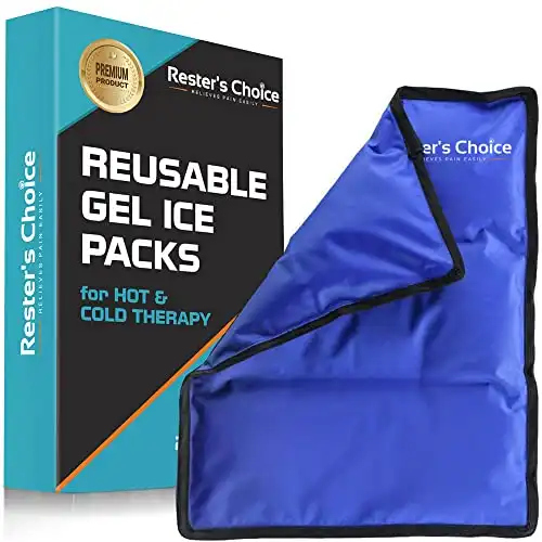 Rester's Choice Ice Pack for Injuries Reusable - (Standard Large: 11x14.5") for Hip, Shoulder, Knee, Back - Hot & Cold Compress for Swelling, Bruises, Surgery - Heat & Cold Therapy