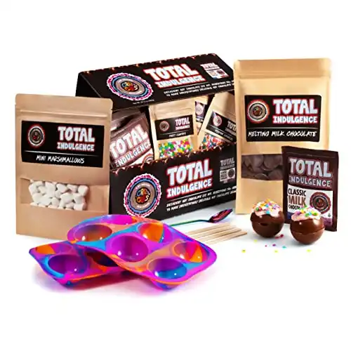 Total Indulgence DIY Hot Chocolate Bomb Kit, Makes 12 Cocoa Bombs, Includes 2 Silicone Molds For Chocolate Bombs, Melting Chocolate, Hot Cocoa Packets, Sprinkles, Marshmallows, Great Christmas Gifts