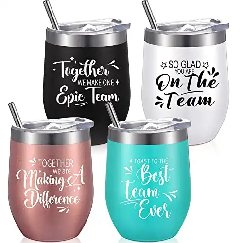 Multicolor Insulated Stainless Steel Tumbler with Lid and Straw, Pack of 4