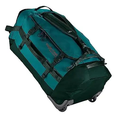 Eagle Creek Cargo Hauler 110L Wheeled Duffel Travel Bag with Backpack Straps and Handles, Lockable U-Lid Opening, End Compartments, and Compression Straps, Arctic Seagreen