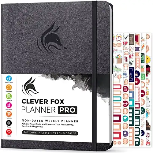 Clever Fox Planner PRO – Weekly & Monthly Life Planner to Increase Productivity, Time Management and Hit Your Goals – Organizer, Gratitude Journal – Undated, 1 Year – Softcover, 8.5x11″ ...