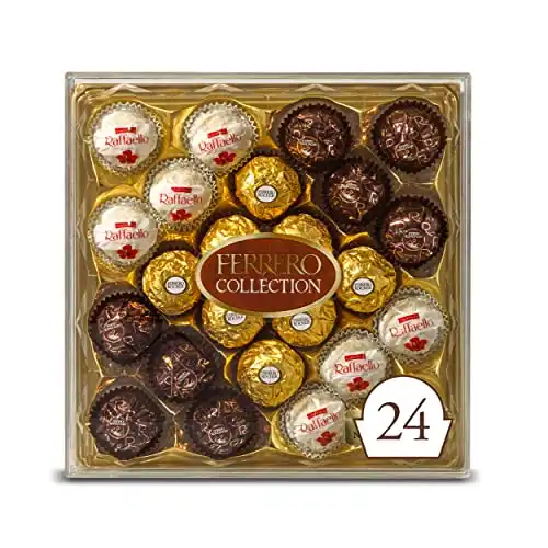 Ferrero Rocher Collection Premium Gourmet Assorted Hazelnut Milk Chocolate, Dark Chocolate and Coconut, 24 Count