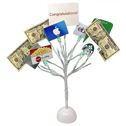 Money Tree Gift Card Holder with 10 Clips and LED Lighted Tips