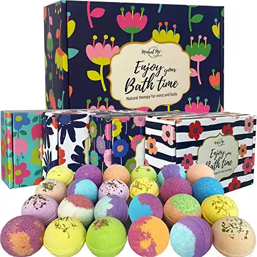 Bath Bombs for Women - 24 Natural and Organic Bath Bombs with Essential Oils and Moisturizing Shea Butter- BathBombs Gift Set for Relaxation and Calmness - Birthday Gift for Mom, Wife, Her