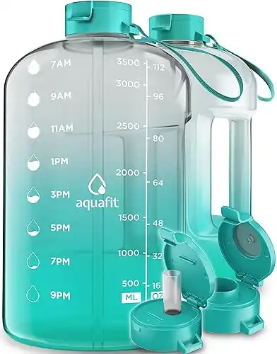 AQUAFIT 1 Gallon Water Bottle With Time Marker - 128 oz