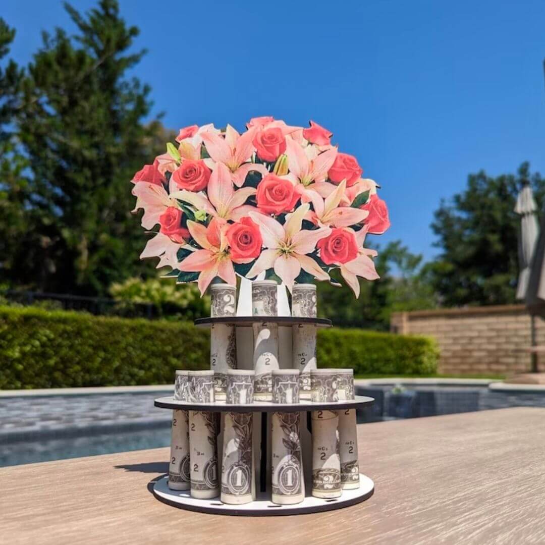 Flower Bouquet Money Holder Tower
