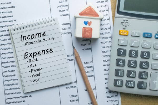 Picture of income and expenses comparisons showing the expenses spend more than the income.