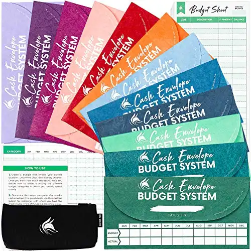 Clever Fox Cash Envelopes for Budgeting System, 12 pack