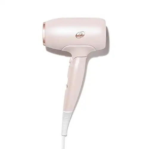 T3 Afar Lightweight Travel-Size Hair Dryer with Auto Dual Voltage, Folding Handle and Storage Bag, Fast Drying, Lightweight and Ergonomic