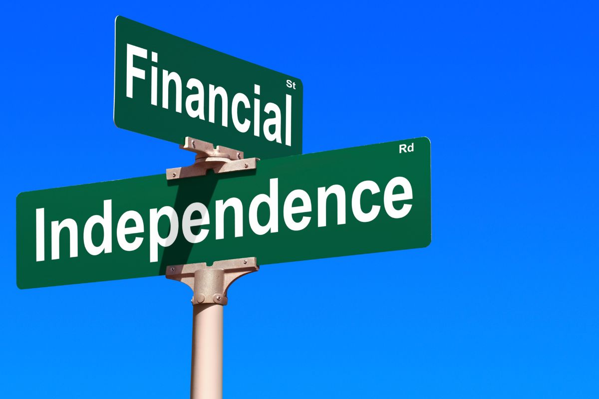 Picture of a sign that says financial independence