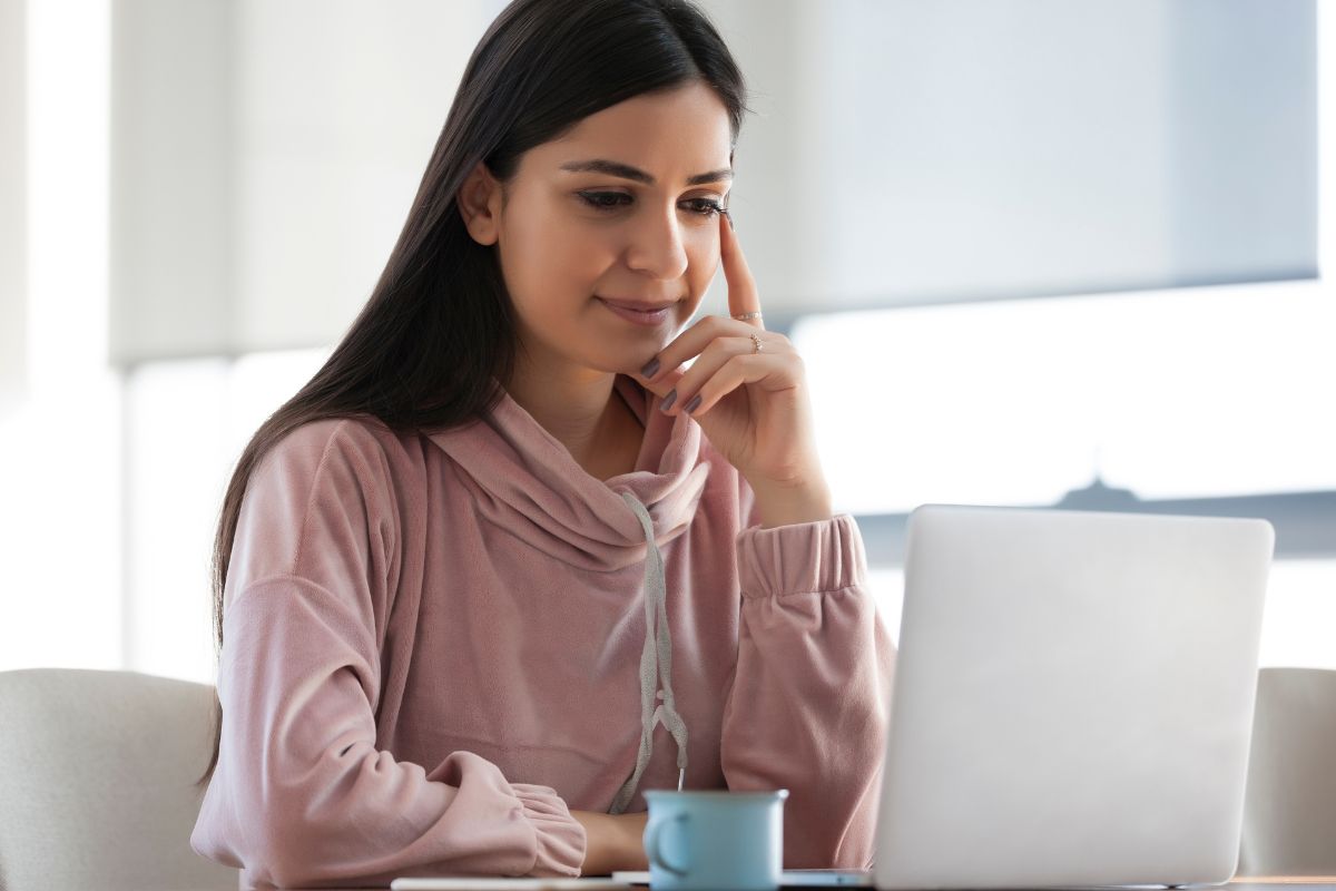 A woman searching online.