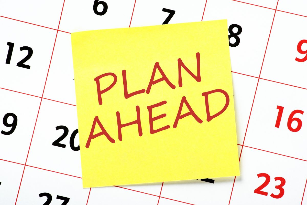 Image of a paper with plan ahead wording.