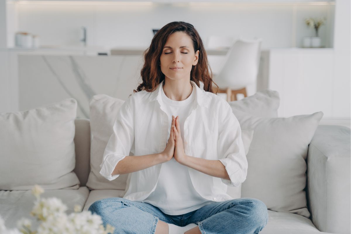 A woman reducing stress.
