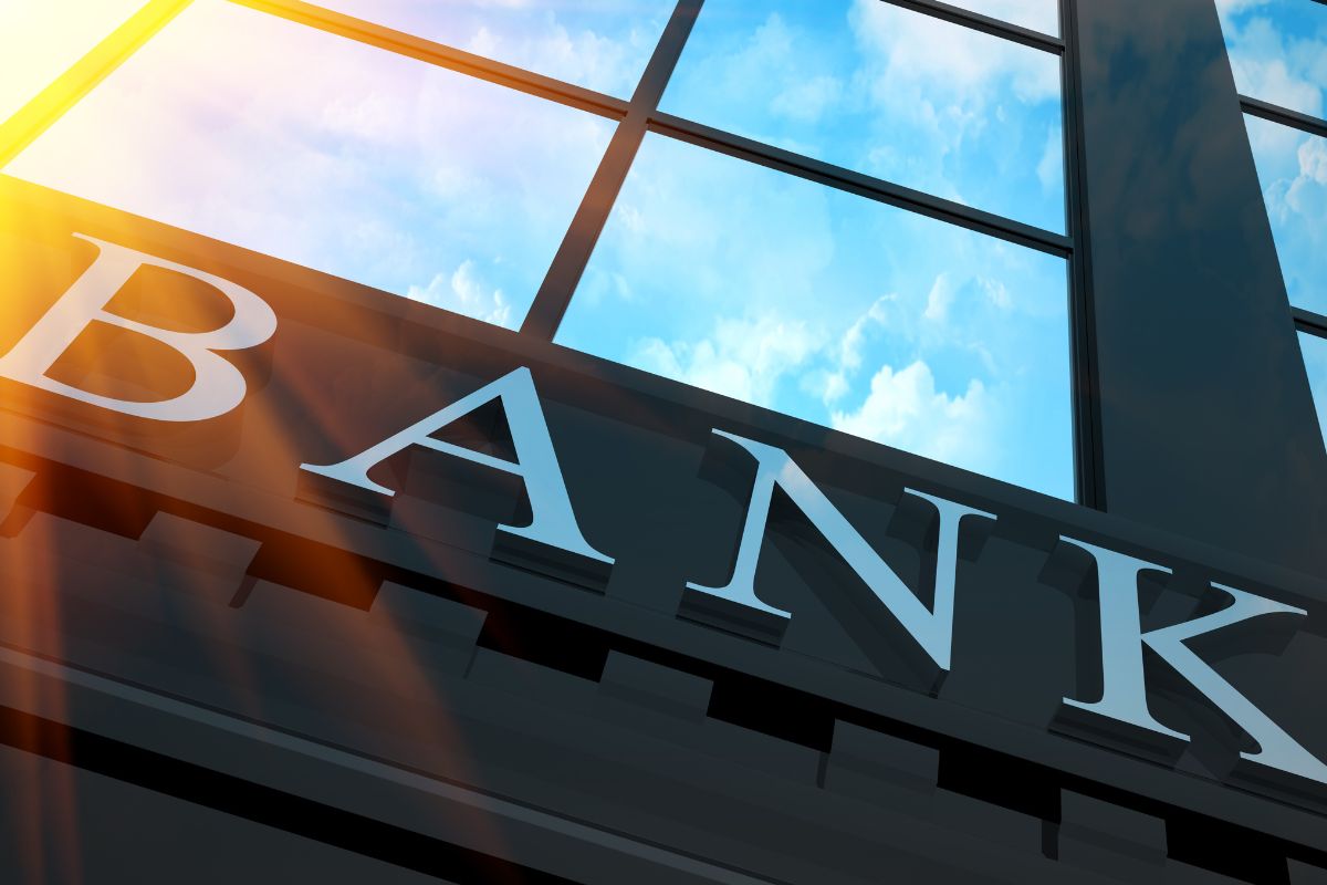 The photo shows a bank.